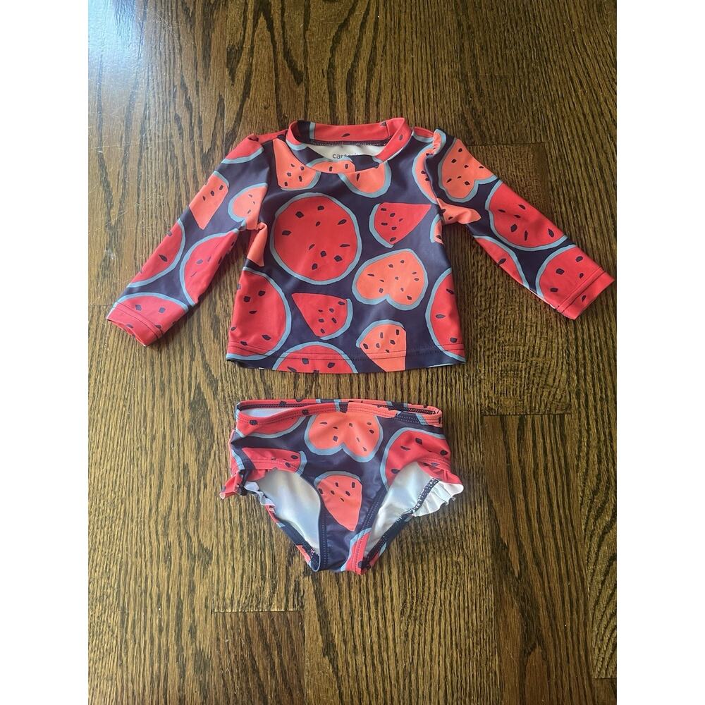 Carter’s Baby Girl Rash Guard Bikini Size 3-6 Months Watermelon print NWOT